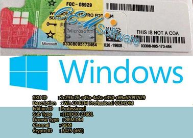 Globale aktive Schlüsselcode Windows 10, Windows Coa-Aufkleber-Progrundstellungstasten-Version