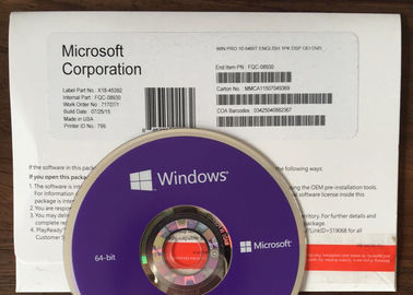 4 GB-Gedächtnis-Windows 10 Progebissene Aktivierung DVD und COA des produkt-Schlüssel-64